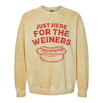 Just Here For The Wiener 4th Of July Colorblast Crewneck Sweatshirt