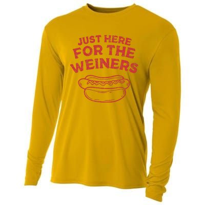 Just Here For The Wiener 4th Of July Cooling Performance Long Sleeve Crew