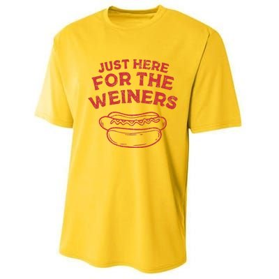 Just Here For The Wiener 4th Of July Performance Sprint T-Shirt