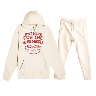 Just Here For The Wiener 4th Of July Premium Hooded Sweatsuit Set