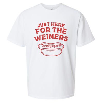 Just Here For The Wiener 4th Of July Sueded Cloud Jersey T-Shirt