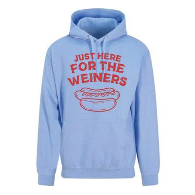 Just Here For The Wiener 4th Of July Unisex Surf Hoodie