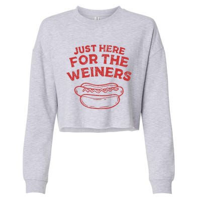 Just Here For The Wiener 4th Of July Cropped Pullover Crew