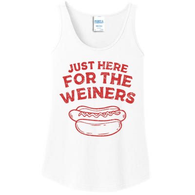 Just Here For The Wiener 4th Of July Ladies Essential Tank