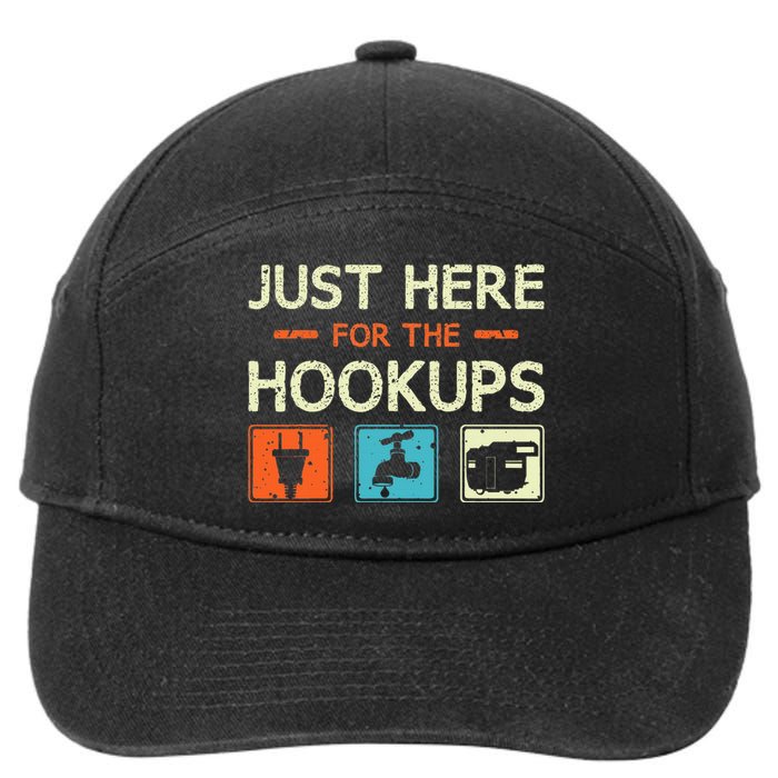 Just Here For The Hookups Camper Camping Rv Caravan 7-Panel Snapback Hat