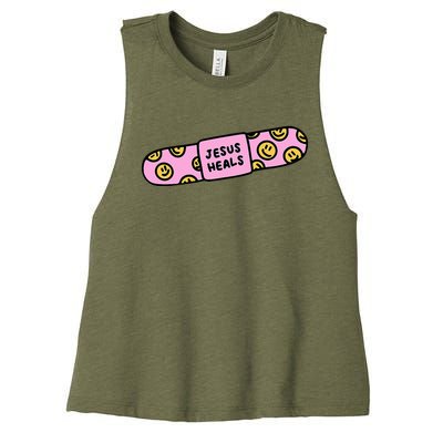 Jesus Heal Funny Christian Faith Healer Healing Women's Racerback Cropped Tank