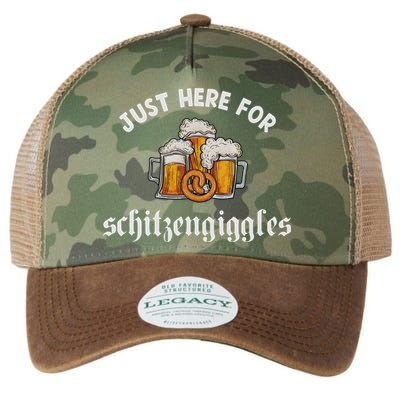 Just Here For Schitzengiggles Oktoberfest Drinking Team Legacy Tie Dye Trucker Hat