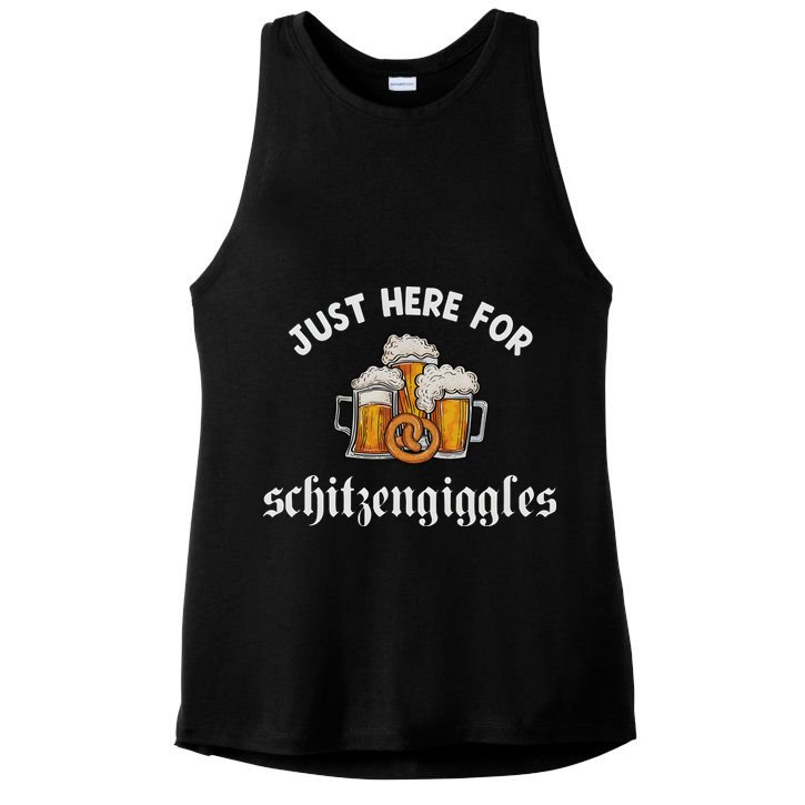 Just Here For Schitzengiggles Oktoberfest Drinking Team Ladies PosiCharge Tri-Blend Wicking Tank