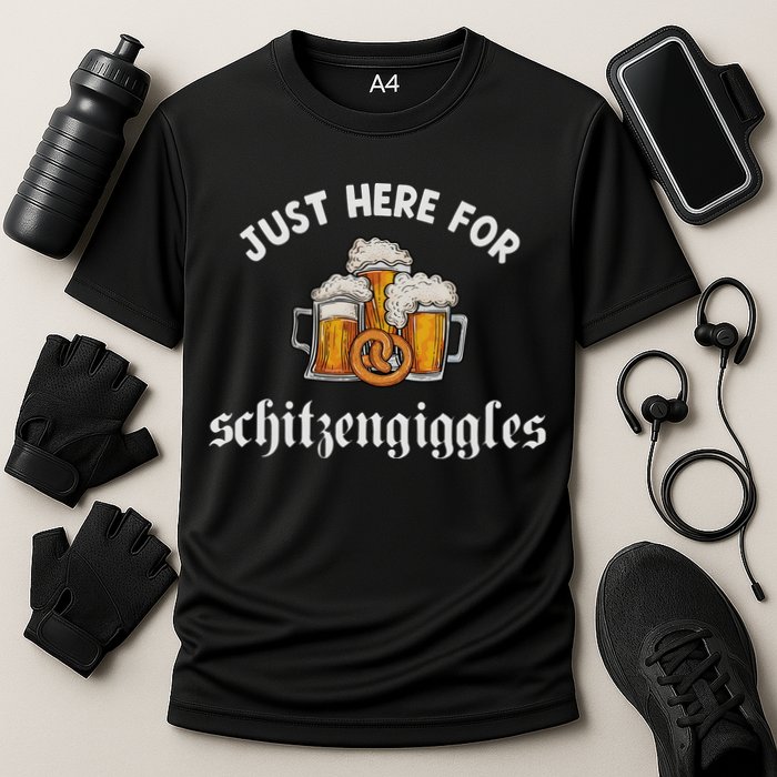 Just Here For Schitzengiggles Oktoberfest Drinking Team Performance Shirt