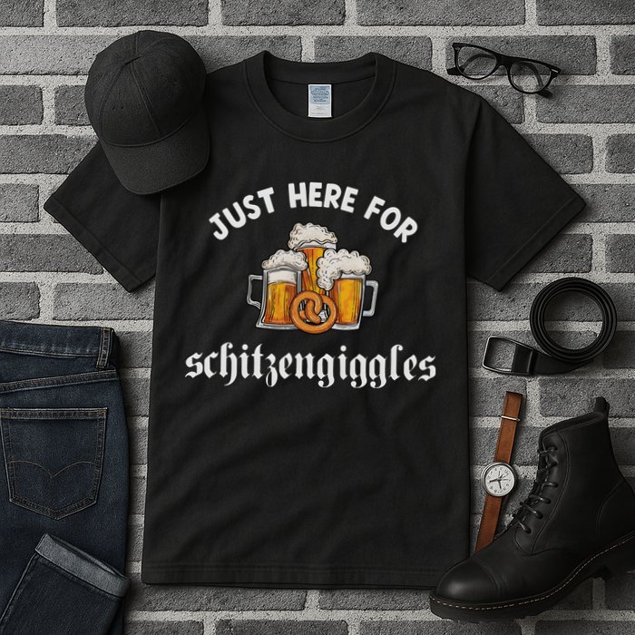 Just Here For Schitzengiggles Oktoberfest Drinking Team Tall T-Shirt