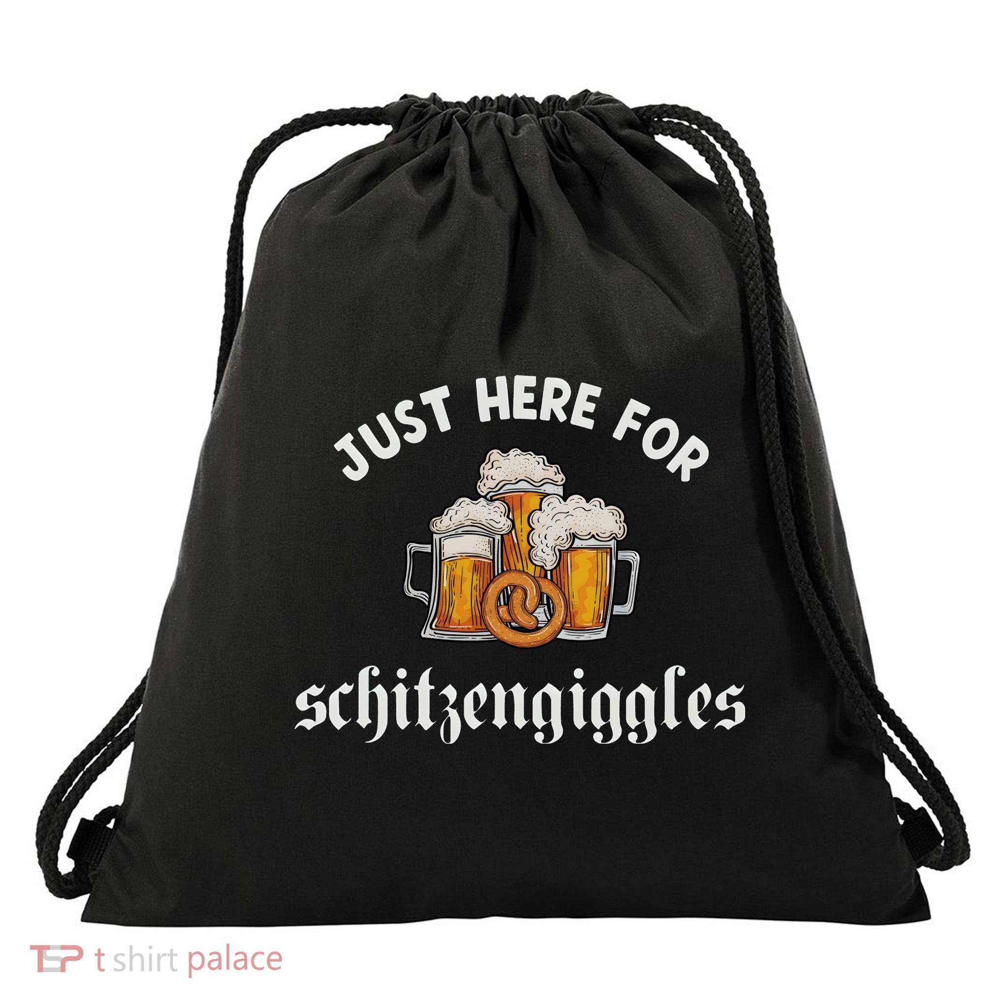 Just Here For Schitzengiggles Oktoberfest Drinking Team Drawstring Bag