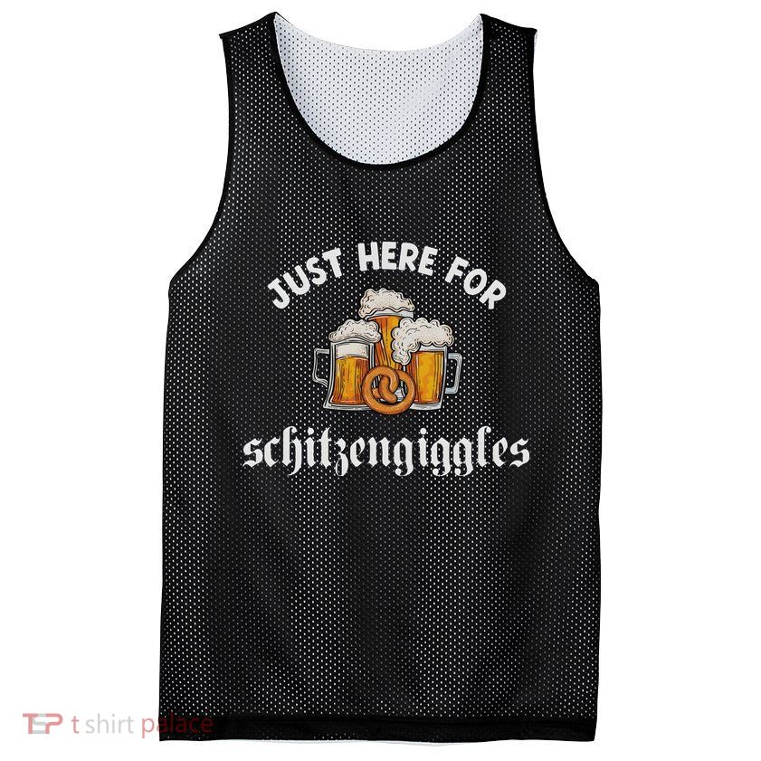 Just Here For Schitzengiggles Oktoberfest Drinking Team Mesh Reversible Basketball Jersey Tank