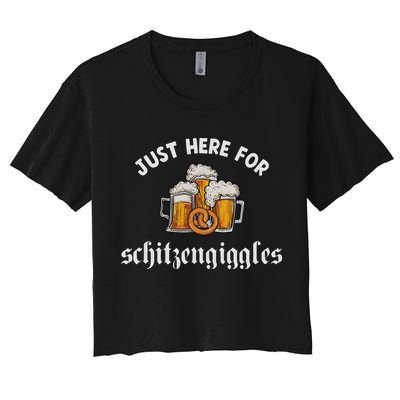 Just Here For Schitzengiggles Oktoberfest Drinking Team Crop Top