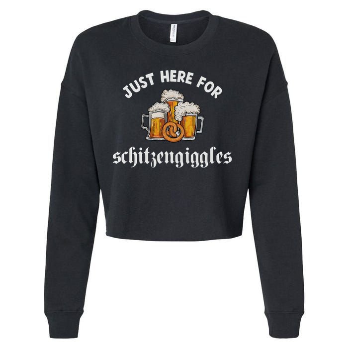 Just Here For Schitzengiggles Oktoberfest Drinking Team Cropped Pullover Crew