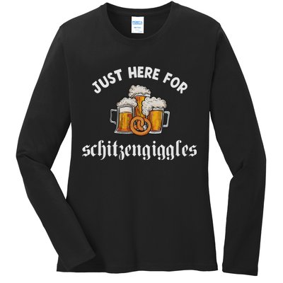 Just Here For Schitzengiggles Oktoberfest Drinking Team Ladies Long Sleeve Shirt