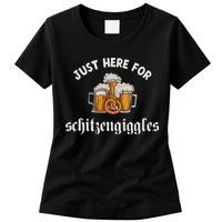 Just Here For Schitzengiggles Oktoberfest Drinking Team Womens T-Shirt