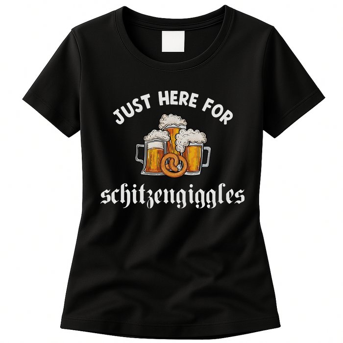 Just Here For Schitzengiggles Oktoberfest Drinking Team Womens T-Shirt