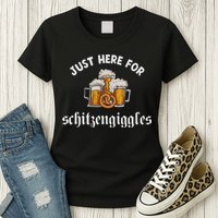 Just Here For Schitzengiggles Oktoberfest Drinking Team Womens T-Shirt