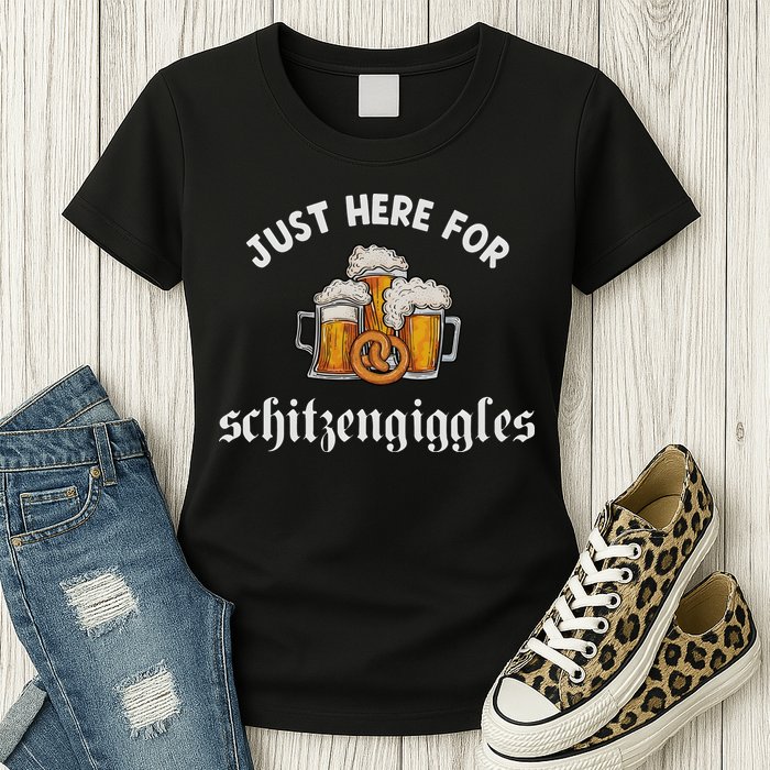 Just Here For Schitzengiggles Oktoberfest Drinking Team Womens T-Shirt