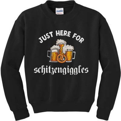 Just Here For Schitzengiggles Oktoberfest Drinking Team Kids Sweatshirt