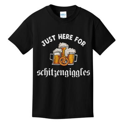 Just Here For Schitzengiggles Oktoberfest Drinking Team Kids T-Shirt