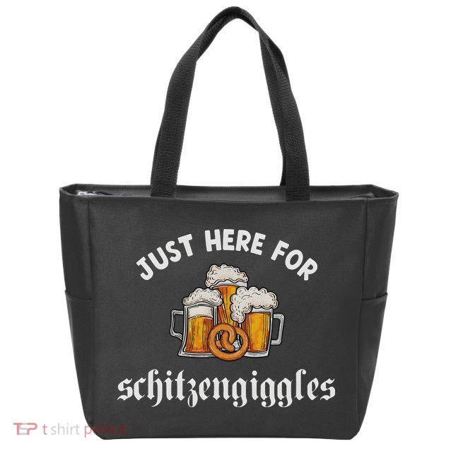 Just Here For Schitzengiggles Oktoberfest Drinking Team Zip Tote Bag