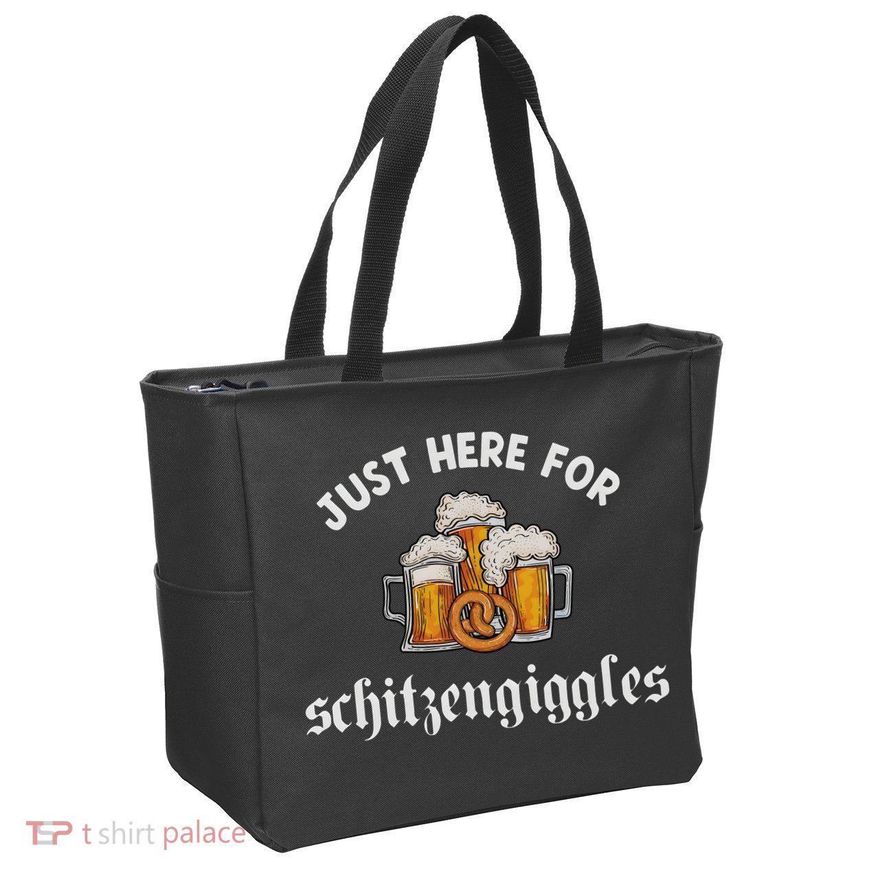Just Here For Schitzengiggles Oktoberfest Drinking Team Zip Tote Bag
