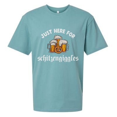 Just Here For Schitzengiggles Oktoberfest Drinking Team Sueded Cloud Jersey T-Shirt