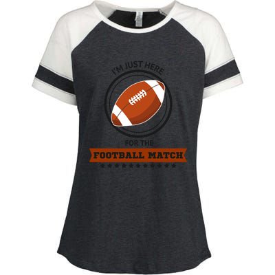 Just Here For The Football Match Graphic Enza Ladies Jersey Colorblock Tee