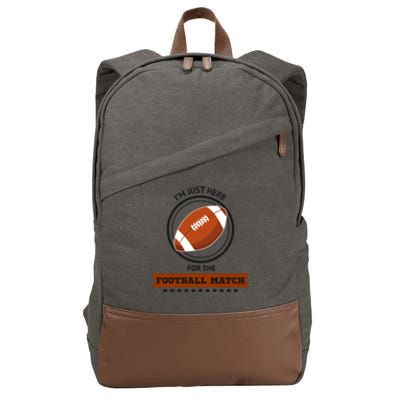 Just Here For The Football Match Graphic Cotton Canvas Backpack