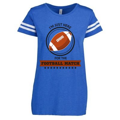 Just Here For The Football Match Graphic Enza Ladies Jersey Football T-Shirt