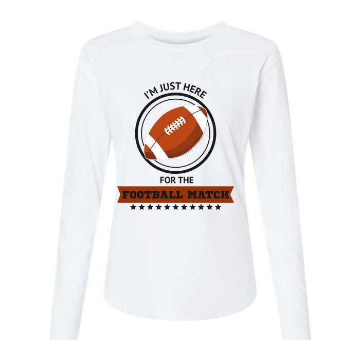 Just Here For The Football Match Graphic Womens Cotton Relaxed Long Sleeve T-Shirt