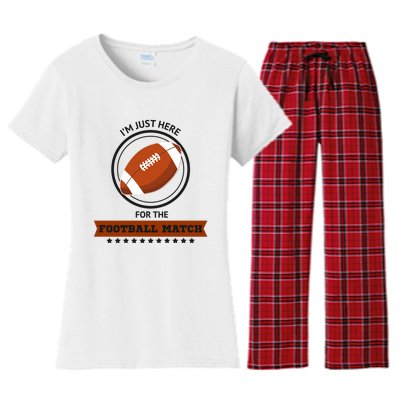 Just Here For The Football Match Graphic Women's Flannel Pajama Set