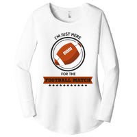 Just Here For The Football Match Graphic Women's Perfect Tri Tunic Long Sleeve Shirt