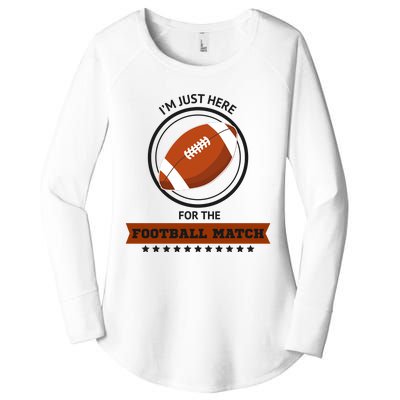 Just Here For The Football Match Graphic Women's Perfect Tri Tunic Long Sleeve Shirt