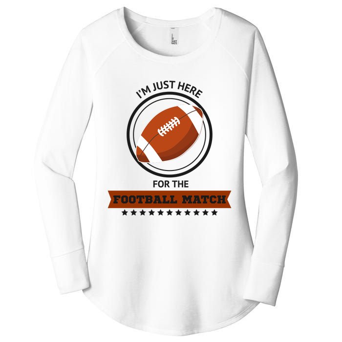 Just Here For The Football Match Graphic Women's Perfect Tri Tunic Long Sleeve Shirt