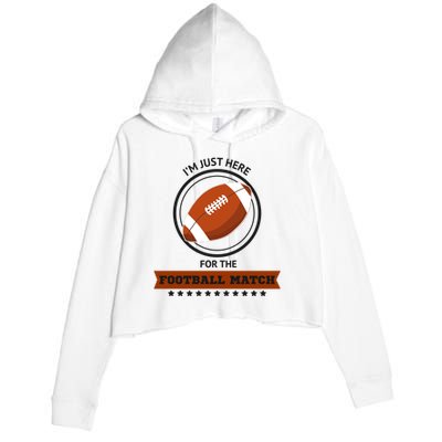 Just Here For The Football Match Graphic Crop Fleece Hoodie