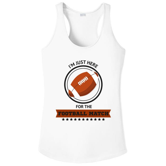 Just Here For The Football Match Graphic Ladies PosiCharge Competitor Racerback Tank