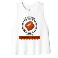 Just Here For The Football Match Graphic Women's Racerback Cropped Tank