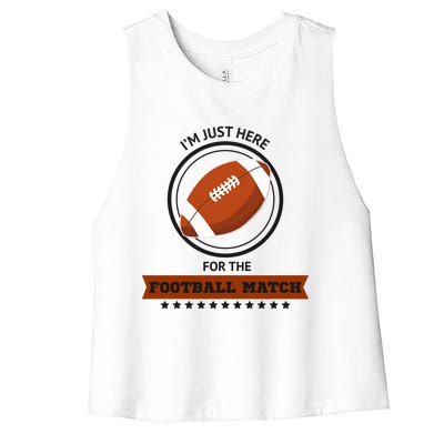 Just Here For The Football Match Graphic Women's Racerback Cropped Tank