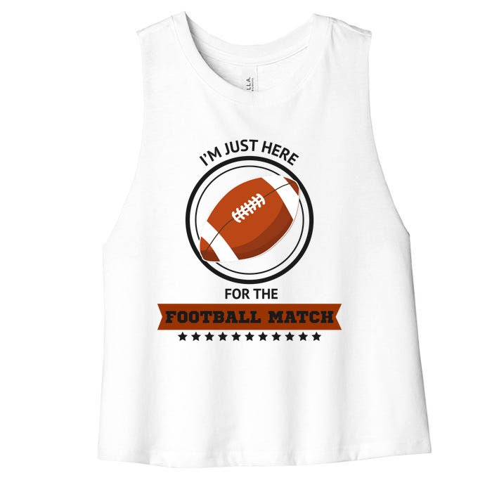 Just Here For The Football Match Graphic Women's Racerback Cropped Tank