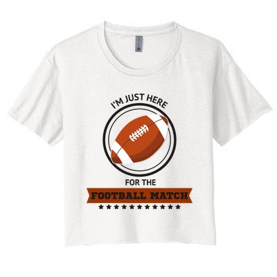 Just Here For The Football Match Graphic Women's Crop Top Tee