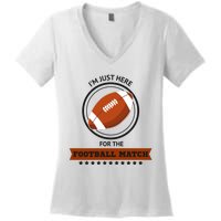 Just Here For The Football Match Graphic Women's V-Neck T-Shirt