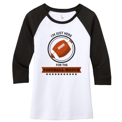 Just Here For The Football Match Graphic Women's Tri-Blend 3/4-Sleeve Raglan Shirt