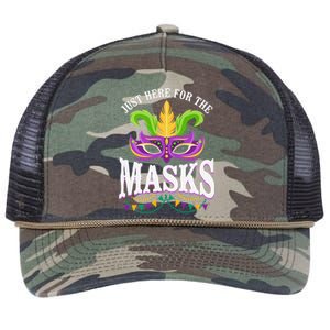 Just Here For The Masks Mask Festival Parade Beads Retro Rope Trucker Hat Cap