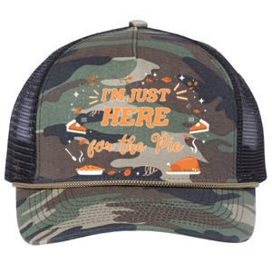 Just Here For The Pie Lover Thanksgiving Pumpkin Christmas Gift Retro Rope Trucker Hat Cap