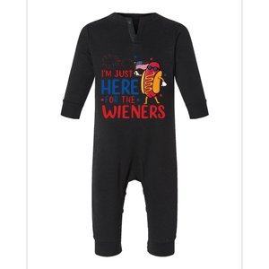 Just Here For The Wieners Infant Fleece One Piece