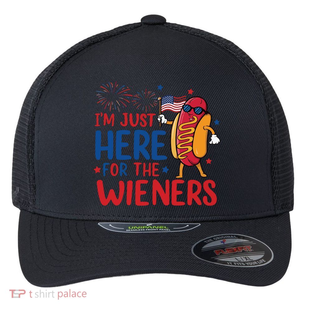 Just Here For The Wieners Flexfit Unipanel Trucker Cap