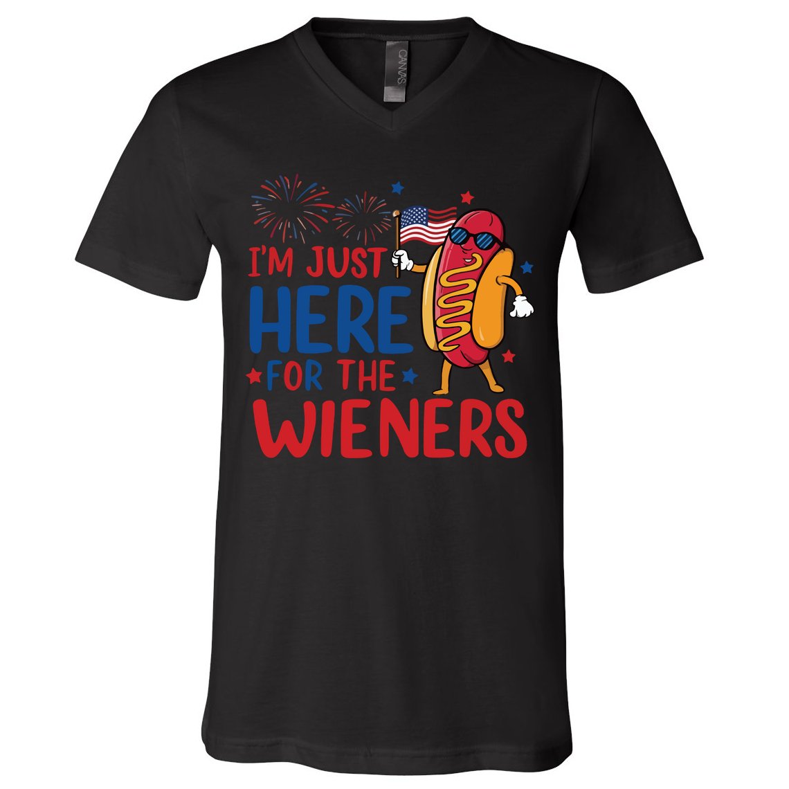 Just Here For The Wieners V-Neck T-Shirt