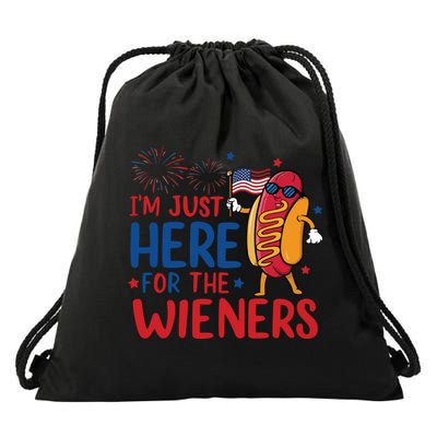 Just Here For The Wieners Drawstring Bag